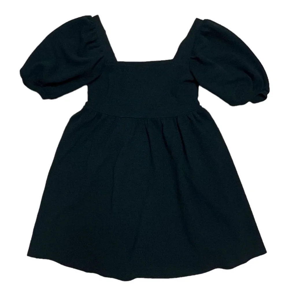 Scoop Women's Black Puff Sleeve Square Neck Short Babydoll Y2K Dress Size XS 0-2 - Picture 1 of 12